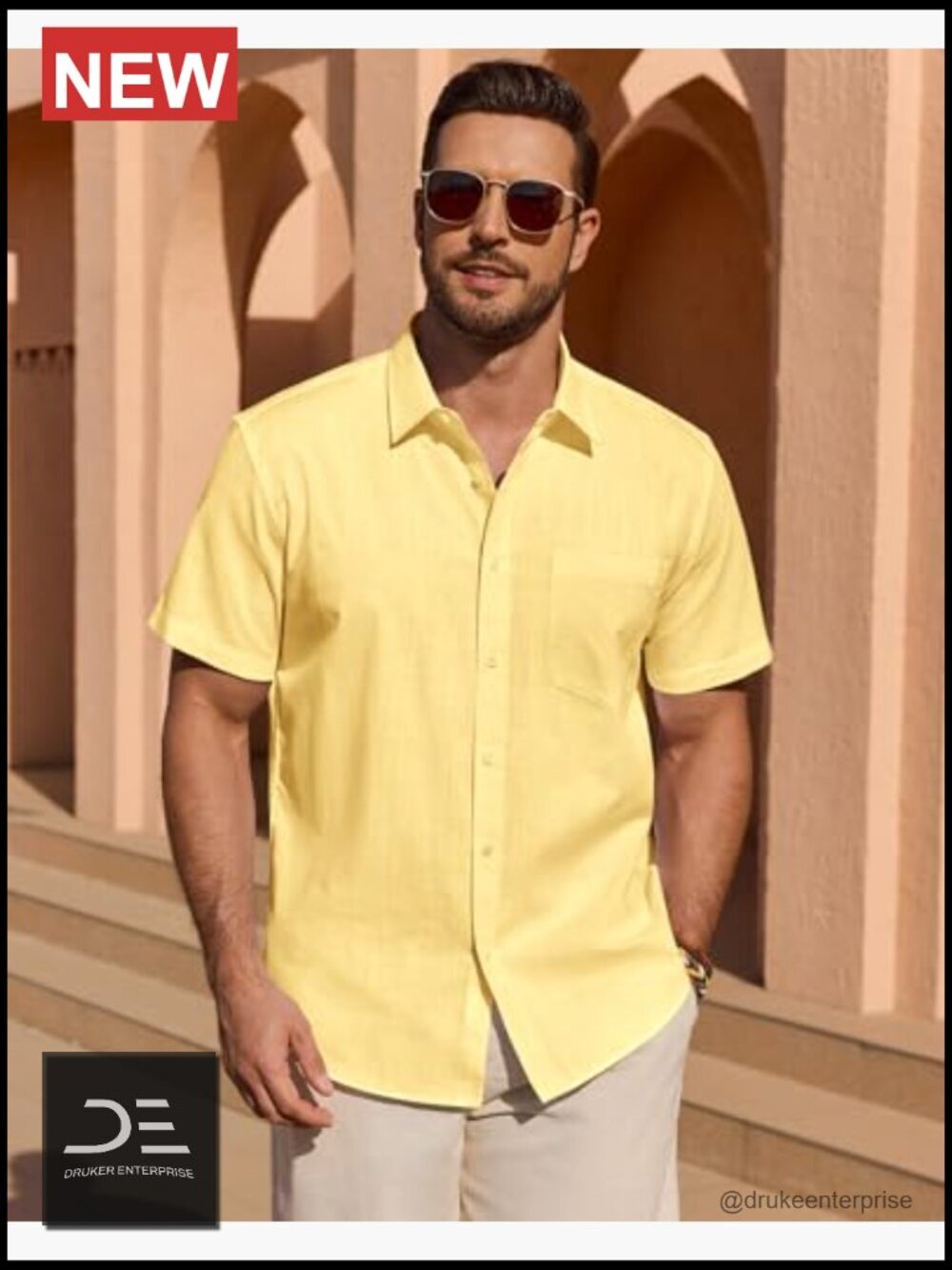 Mens Cotton Linen Short Sleeve Button Down Shirt Casual Untucked Summer Beach - Picture 2 of 6